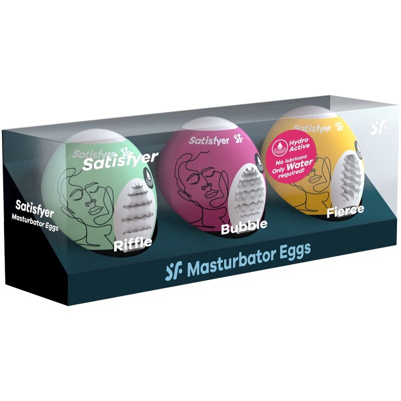 SATISFYER - 3 Masturbator Eggs Riffle, Bubble & Fierce