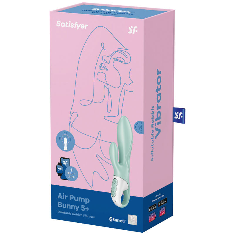 Satisfyer - Air Pump Bunny 5+ Inflatable Rabbit Vibrator APP Green