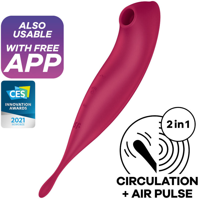 SATISFYER - Twirling Pro+ Air Pulse Stimulator & Vibrator APP Red
