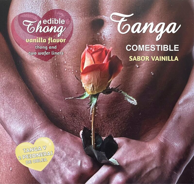 HOTFLOWERS - Men''S Thong + 2 Vanilla Wafer Nipple /Es/Pt/En/Fr/It/