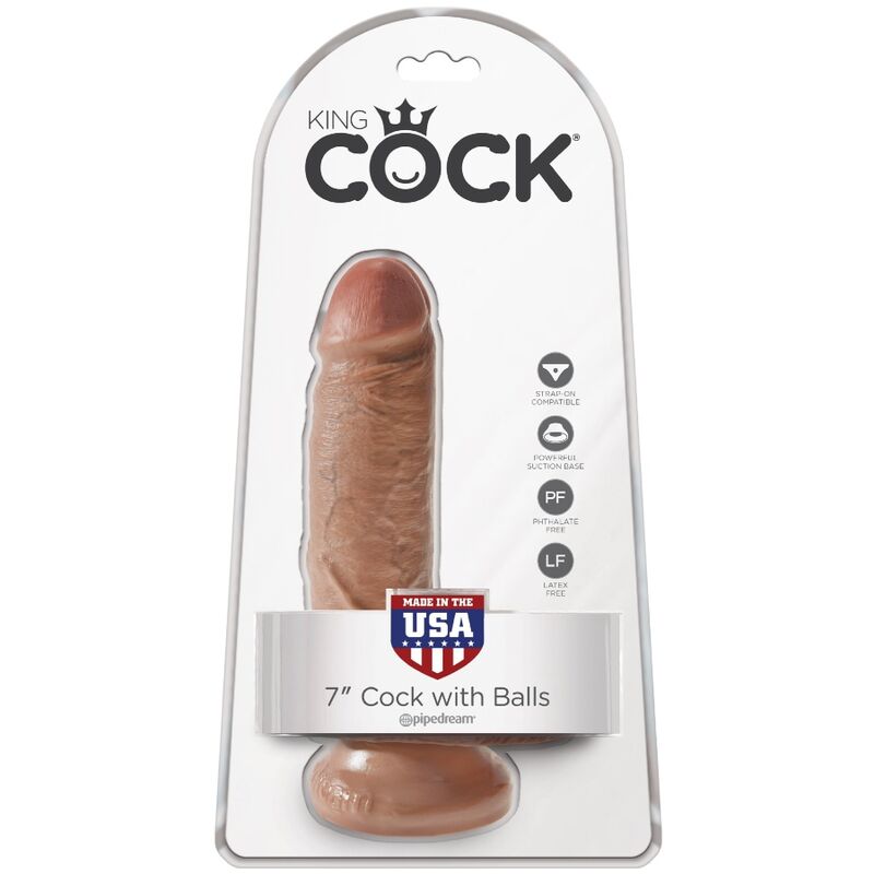King Cock - Realistic Penis with Balls 13.2 cm Caramel