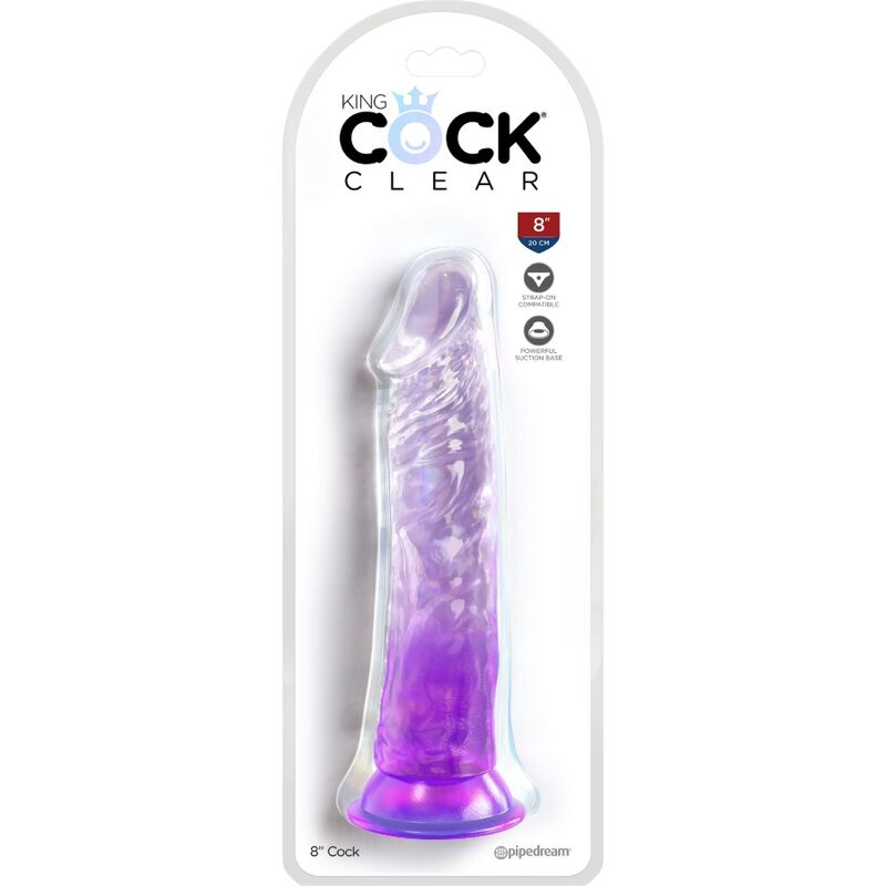 King Cock - Clear Realistic Penis 19.7 cm Purple