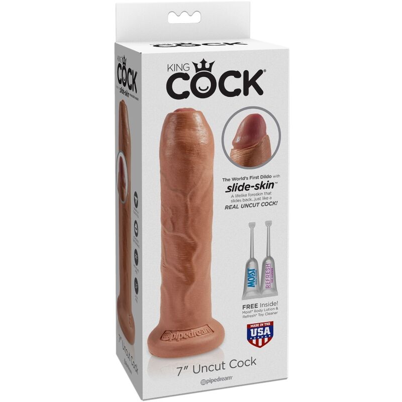 King Cock - Uncut Realistic Penis 17.8 cm Caramel
