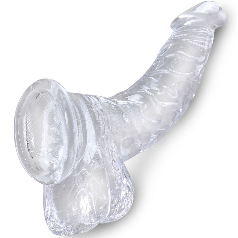 King Cock Clear Realistische Gebogen Penis met Balzak 16,5 cm - Transparant