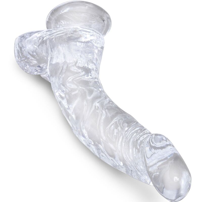 King Cock Clear Realistische Gebogen Penis met Balzak 16,5 cm - Transparant