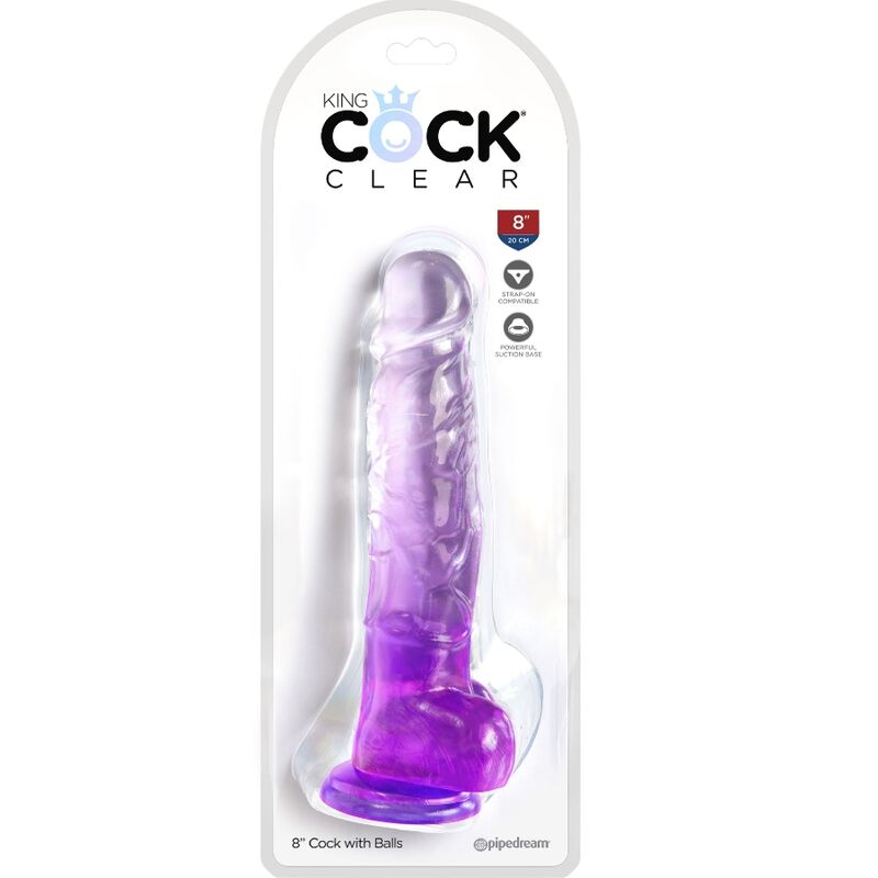 King Cock - Heldere Realistische Penis Met Testikels 16,5 cm Paars