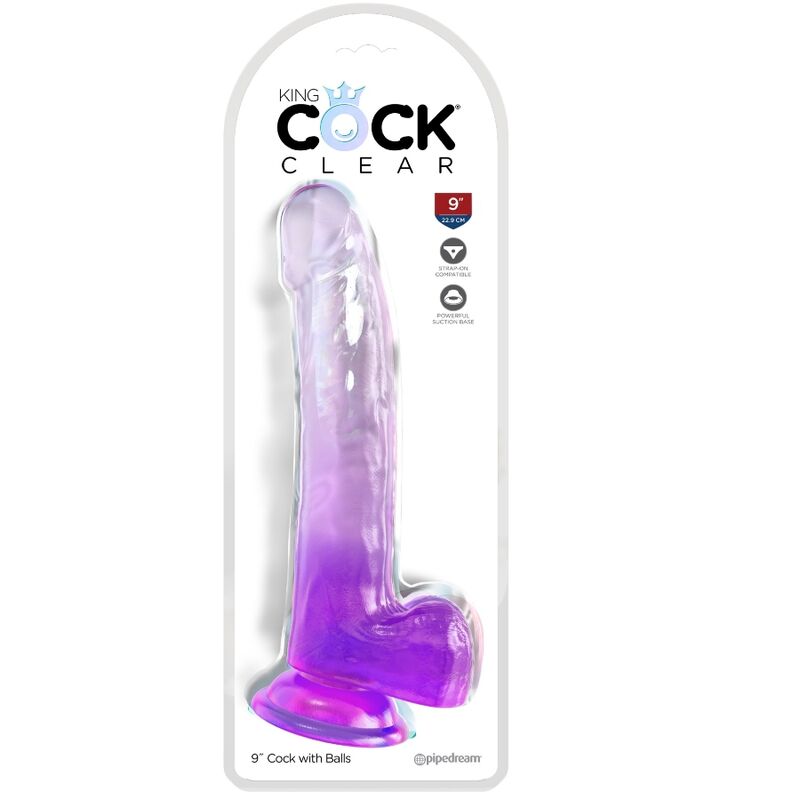 King Cock - Clear Dildo with Testicles 20.3 cm Purple