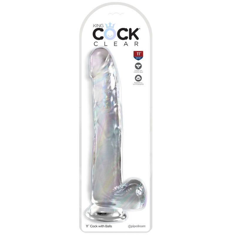 King Cock - Doorzichtige Dildo Met Testikels 24,8 cm Transparant