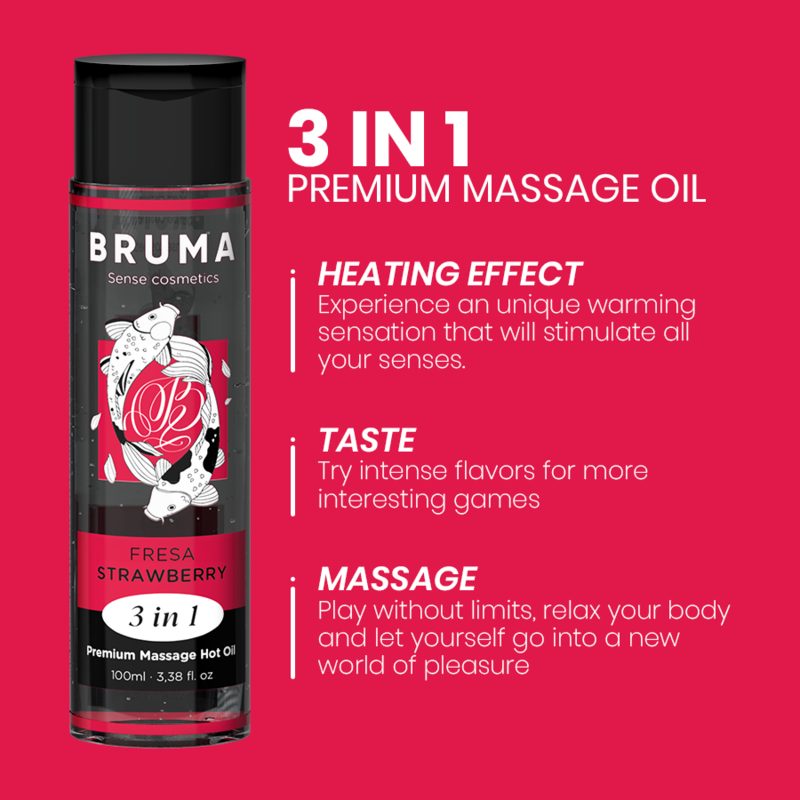 BRUMA - Premium Massage Hot Oil Strawberry 3 In 1 - 100 Ml