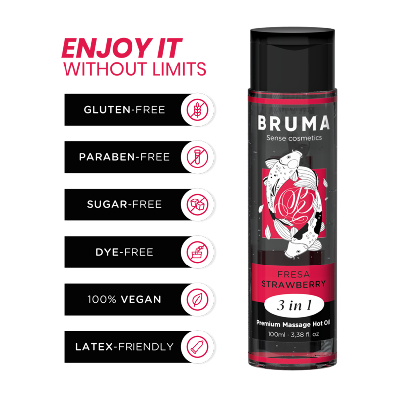 BRUMA - Premium Massage Hot Oil Strawberry 3 In 1 - 100 Ml