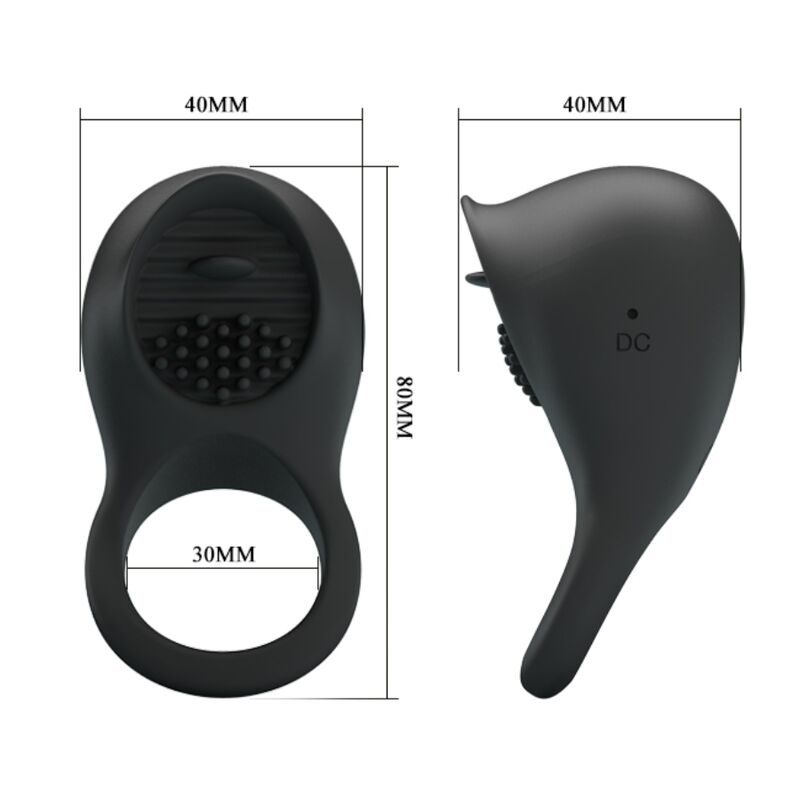 PRETTY LOVE - Vibrating Penis Ring With Zwart Tongue