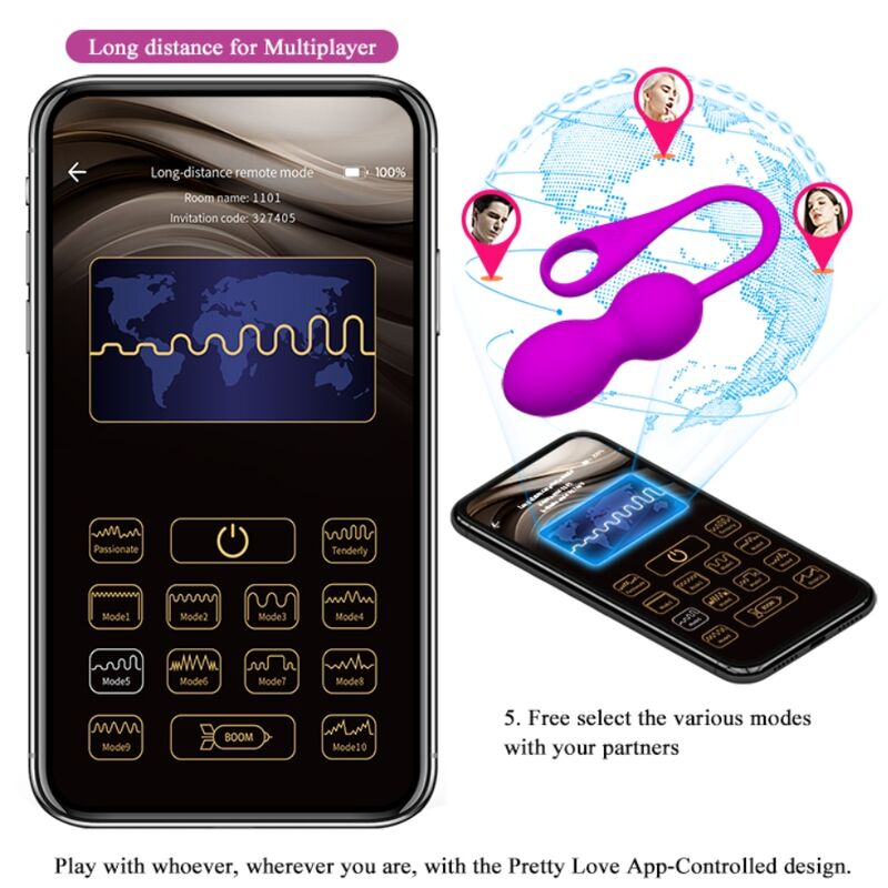 PRETTY LOVE - Elvira Rechargeable Vibrating Balls Purple