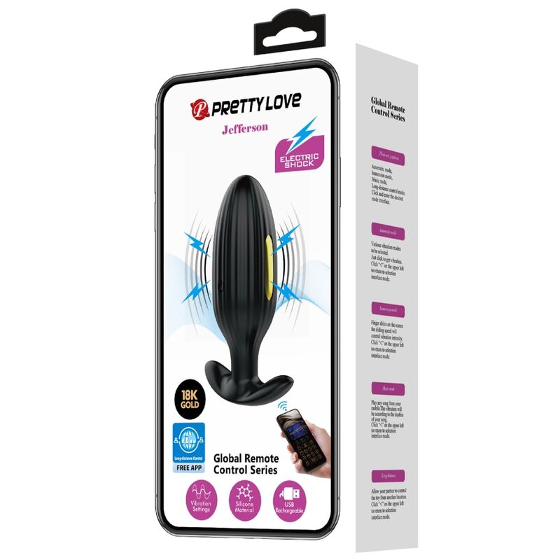 PRETTY LOVE - Jefferson APP Controlled Anal Plug Zwart
