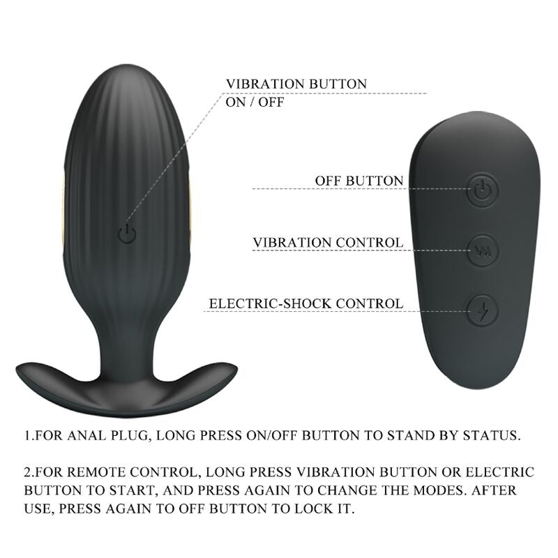 PRETTY LOVE - Kelly Plug Anal Rechargeable Vibrator Black