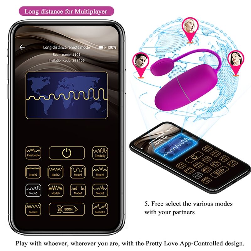 PRETTY LOVE - Nymph Vibrating Egg APP Controlled Paars