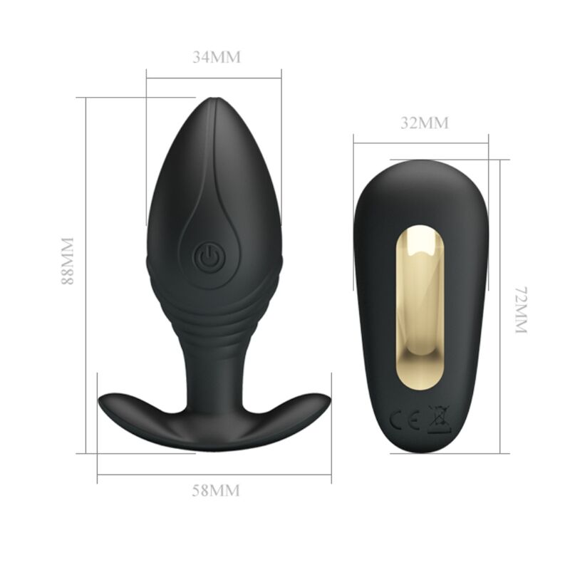 PRETTY LOVE - Regina Anal Plug Rechargeable Vibrator Black