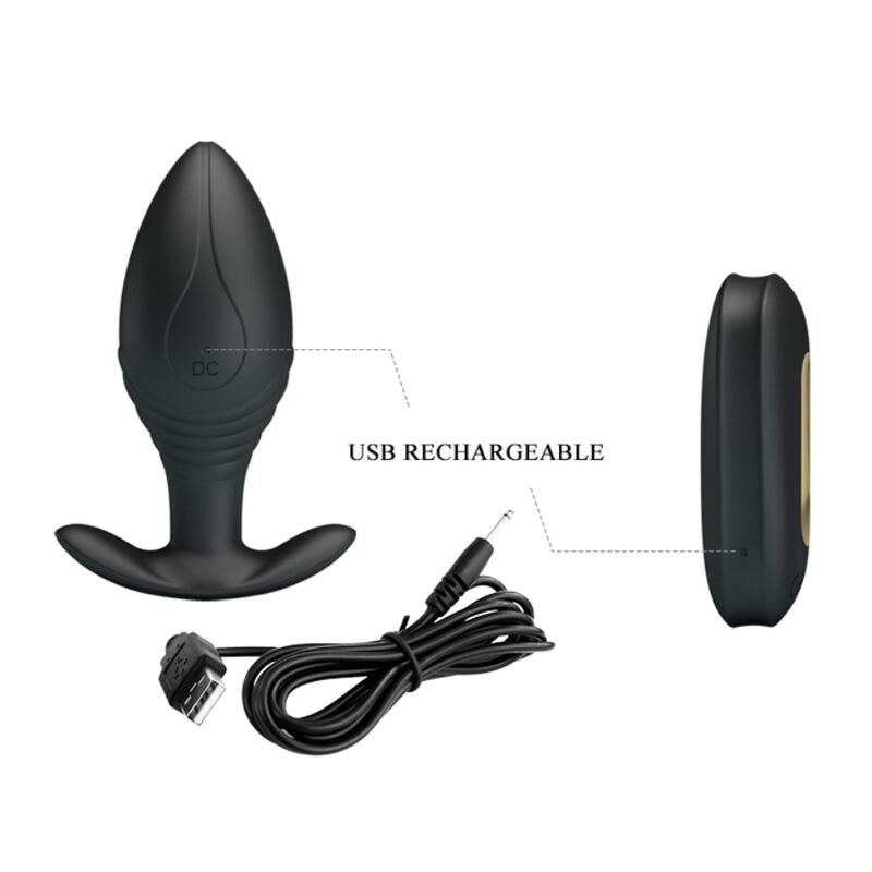 PRETTY LOVE - Regina Anal Plug Rechargeable Vibrator Black