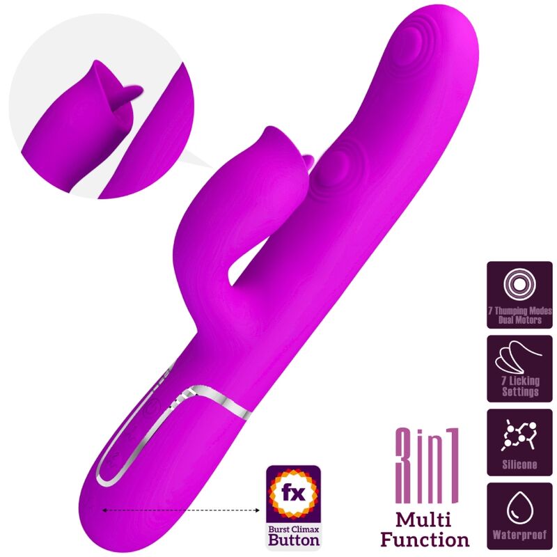 PRETTY LOVE - Rabbit Vibrator With Licking Fuchsia
