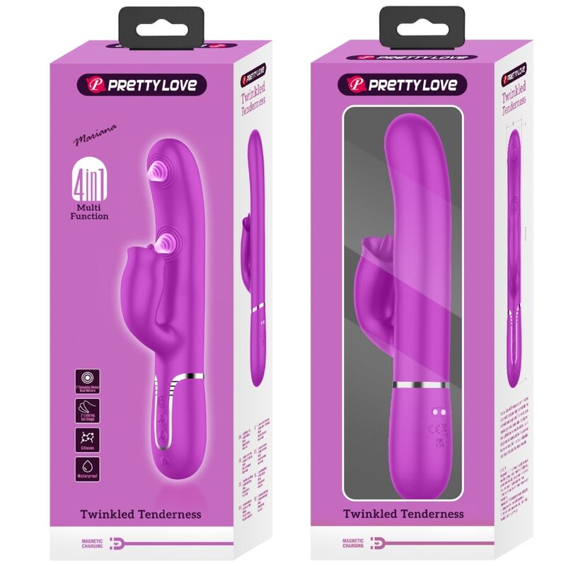 PRETTY LOVE - Rabbit Vibrator With Licking Fuchsia