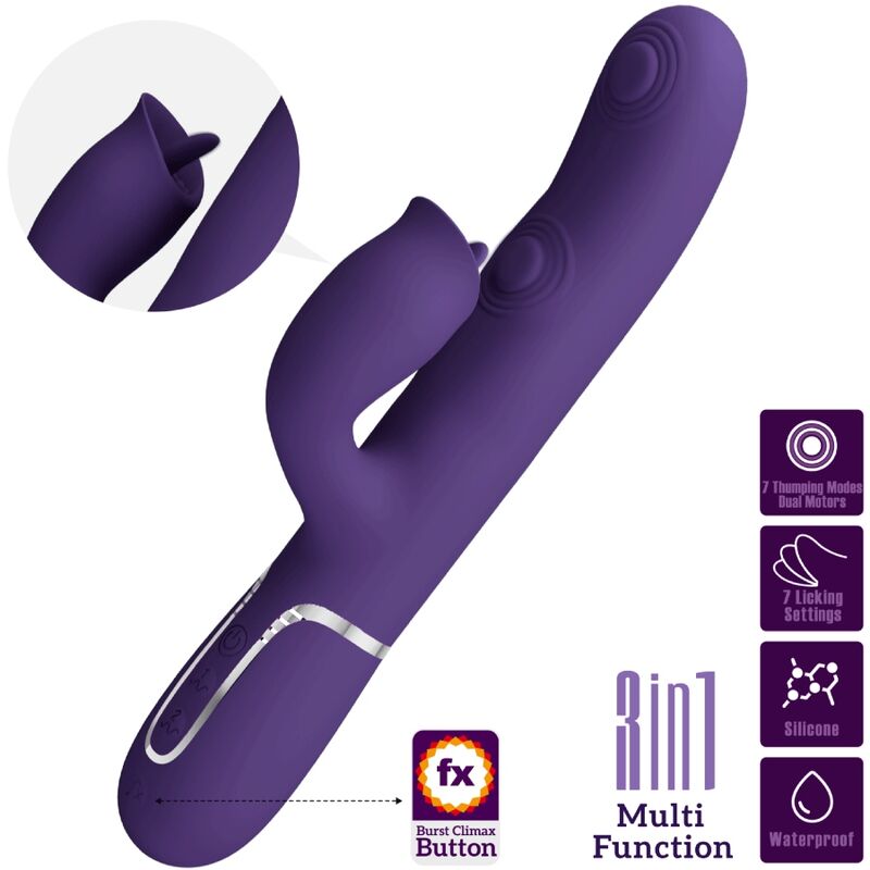 PRETTY LOVE - Rabbit Vibrator With Licking Paars