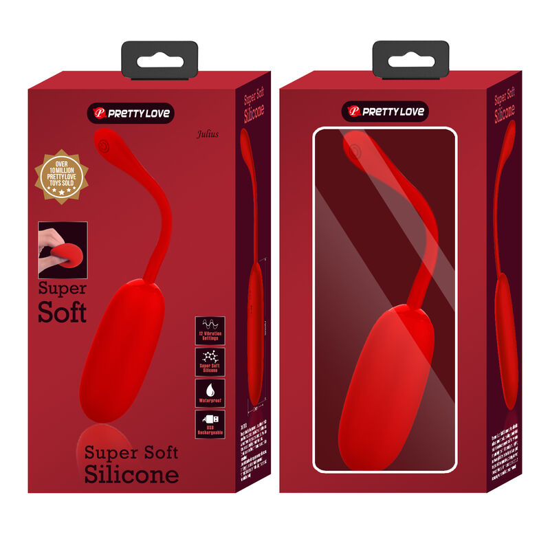 PRETTY LOVE - Julius Waterdicht-Oplaadbaar Vibrating Egg Rood