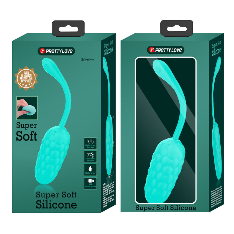 PRETTY LOVE - Vibrating Egg With Aqua Green Rechargeable Marine Texture