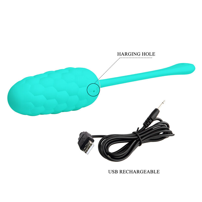 PRETTY LOVE - Vibrating Egg With Aqua Green Rechargeable Marine Texture