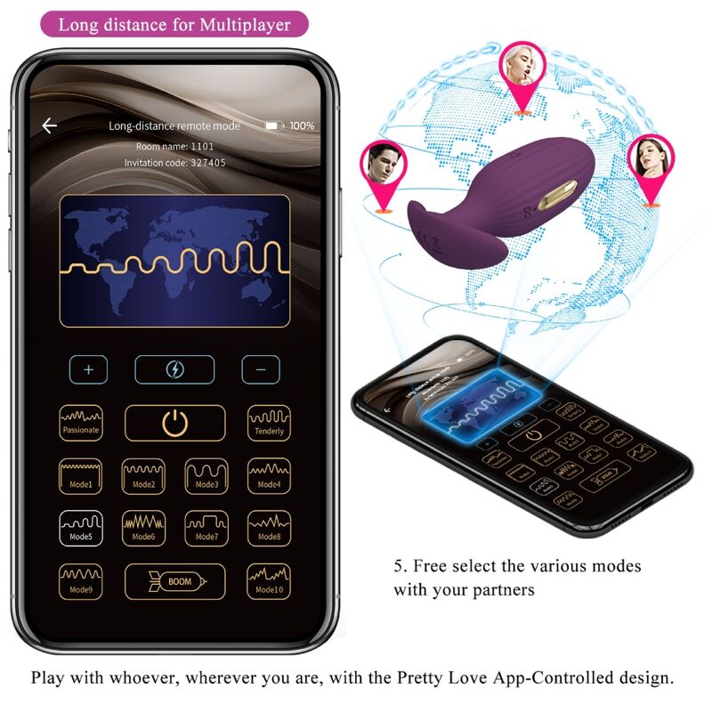 PRETTY LOVE - Jefferson APP Controlled Anal Plug Purple