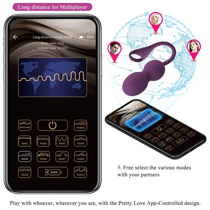 PRETTY LOVE - Elvira Kegel Balls APP Remote Control Purple