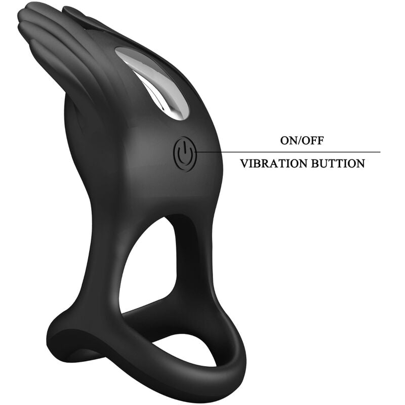PRETTY LOVE - Silas Vibrant Penis Ring 7 Vibrations Black Silicone