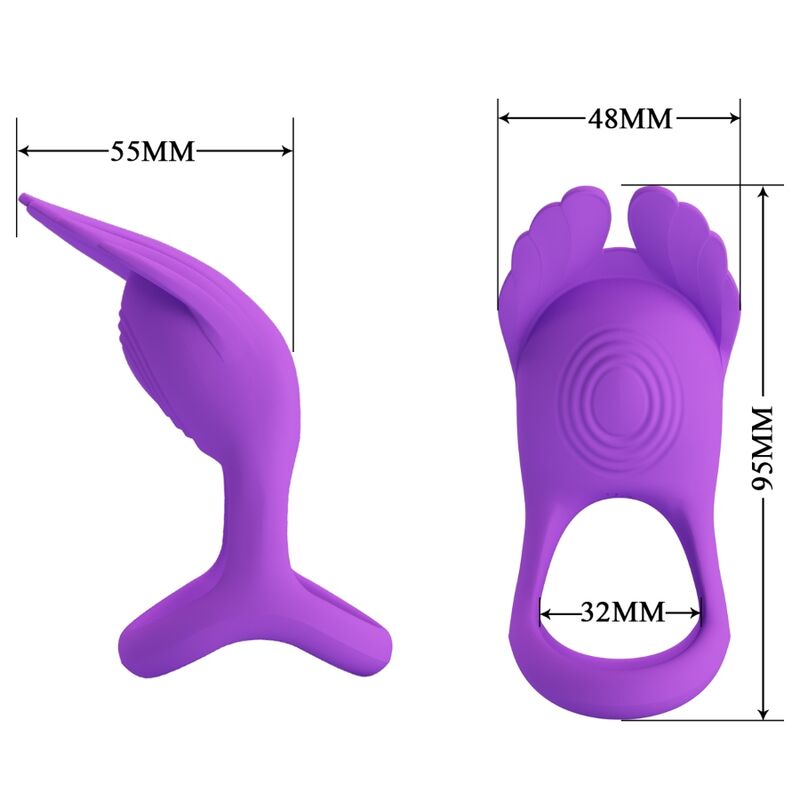 PRETTY LOVE - Silas Vibrant Penis Ring 7 Vibrations Paars Silicone