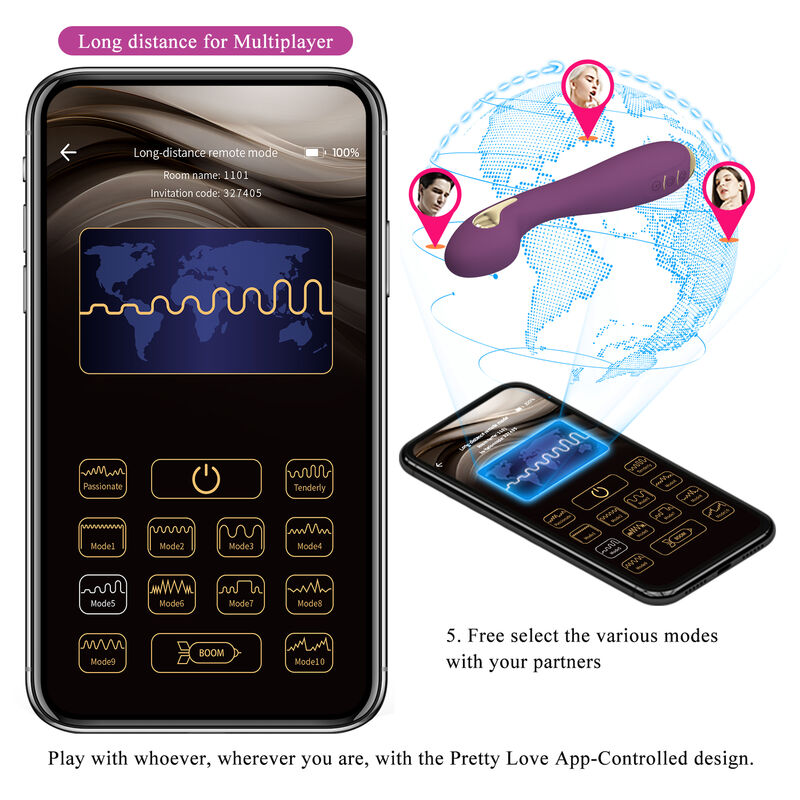 PRETTY LOVE - Hector Electroshock Vibrator By APP Control Purple