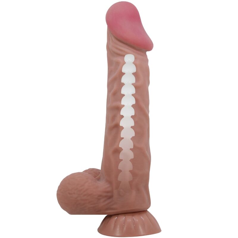 PRETTY LOVE - Sliding Skin Series Realistic Dildo With Sliding Skin Suction Cup Brown 24 Cm