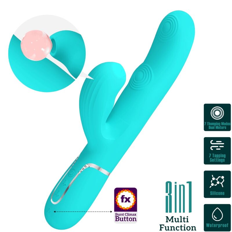 PRETTY LOVE - Perlita Multifunction 3 In 1 G-Spot Vibrator Aqua Green