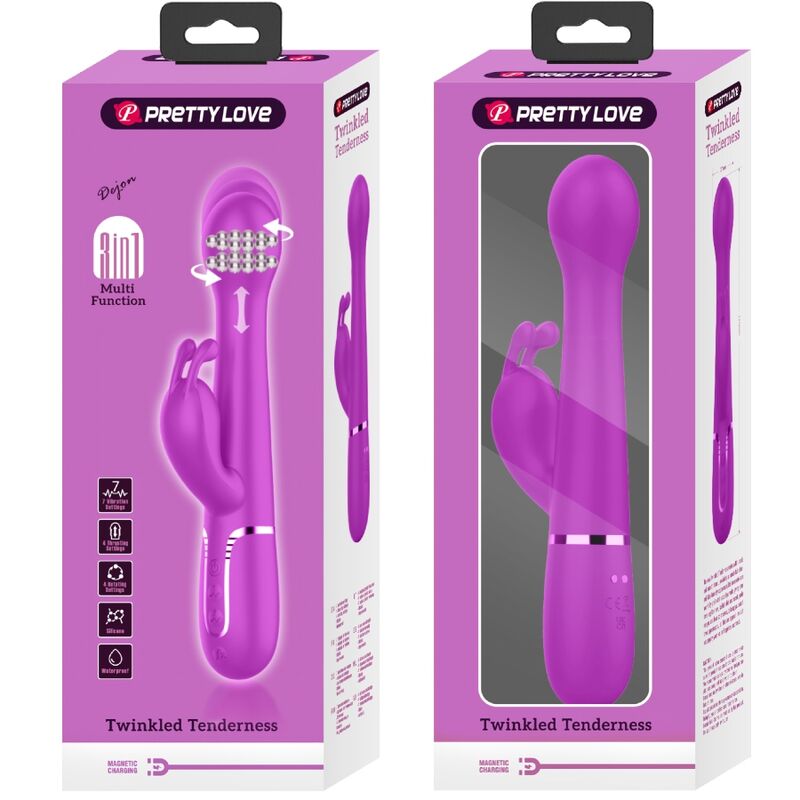 PRETTY LOVE - Dejon Rabbit Vibrator 3 In 1 Multifunction Violet