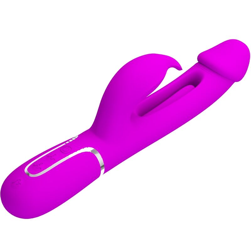 PRETTY LOVE - Kampas Rabbit 3 In 1 Multifunction Vibrator With Tongue Fuchsia