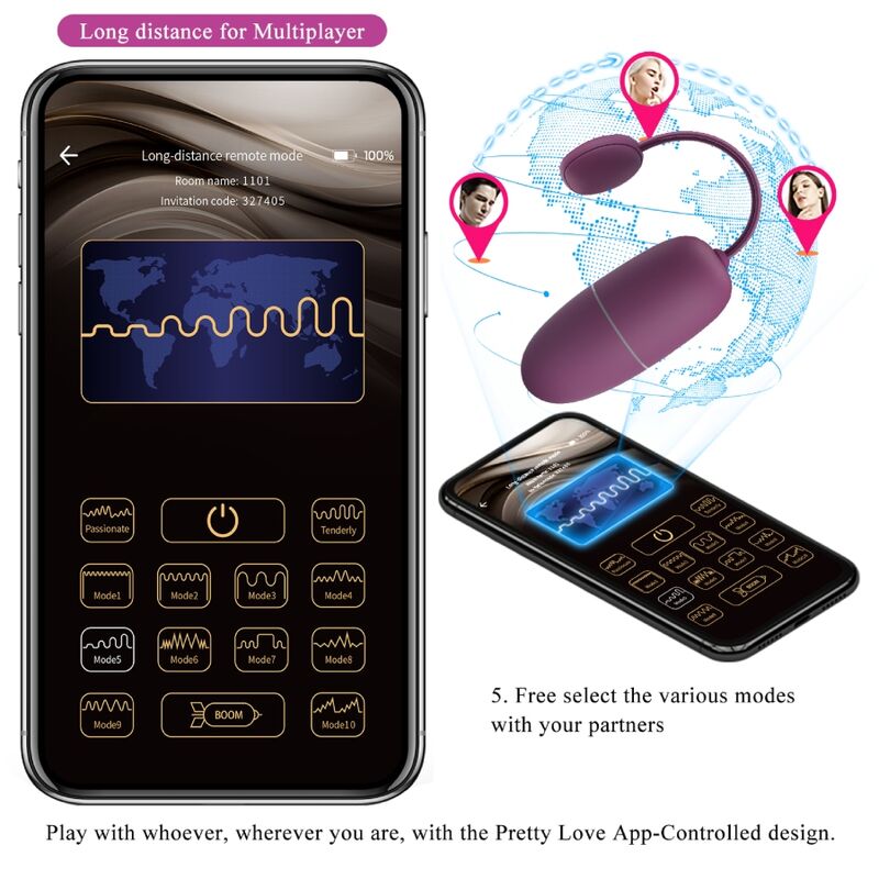 PRETTY LOVE - Nymph Vibrating Egg APP Controlled Lila