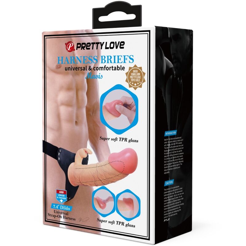 PRETTY LOVE - Mavis Harness Universal Briefs With Dildo 19 Cm Natural