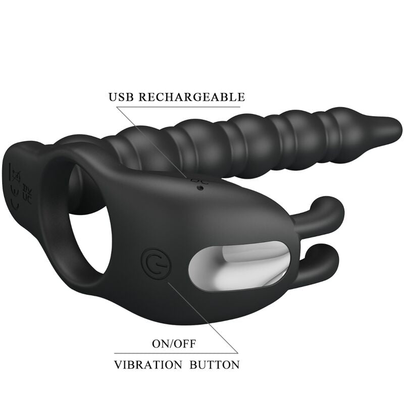 PRETTY LOVE - Blackney Penis Ring With Black Vibrator Plug