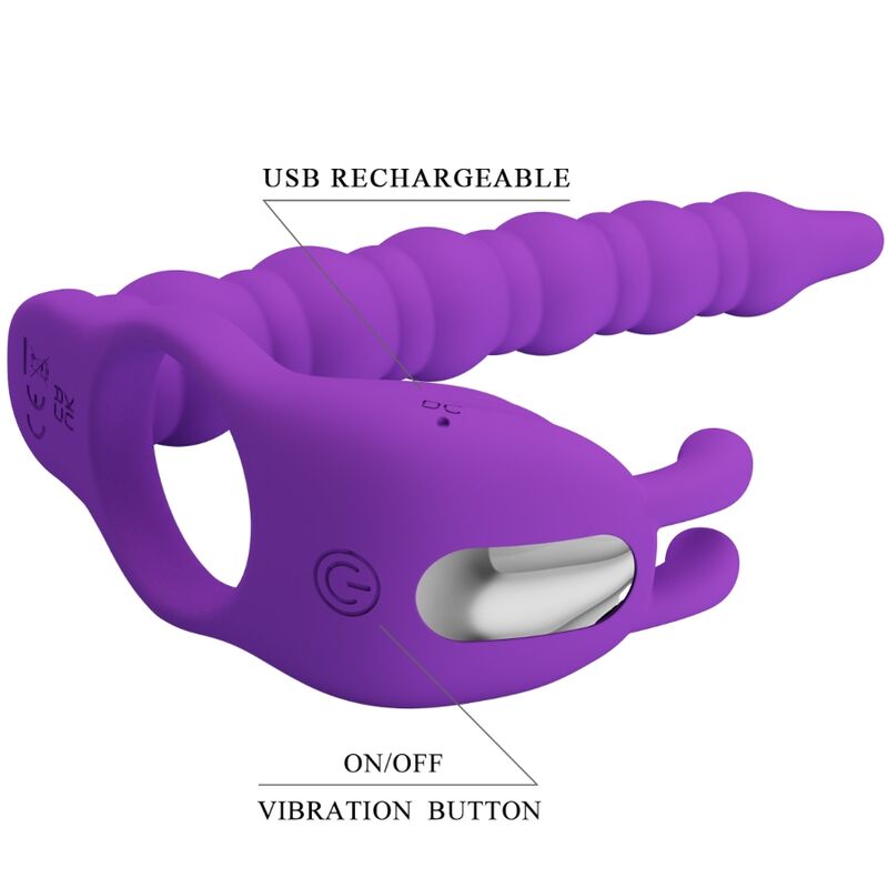 PRETTY LOVE - Blackney Penis Ring With Lila Vibrator Plug