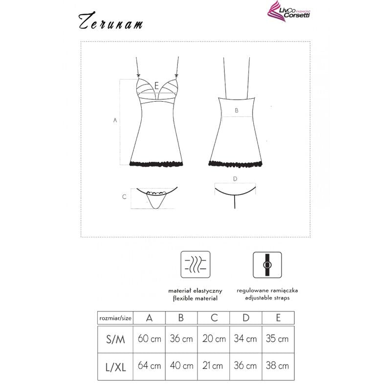 LIVCO CORSETTI FASHION - Zerunam Set Babydoll + Zwart Thong