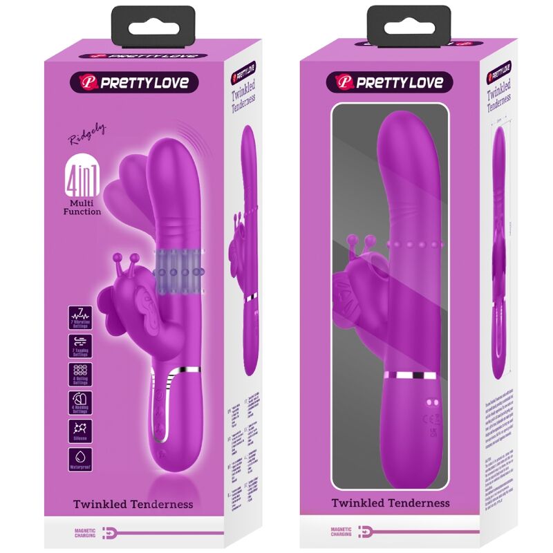 PRETTY LOVE - Multifunction Rabbit Vibrator 4 In 1 Butterfly Fuchsia