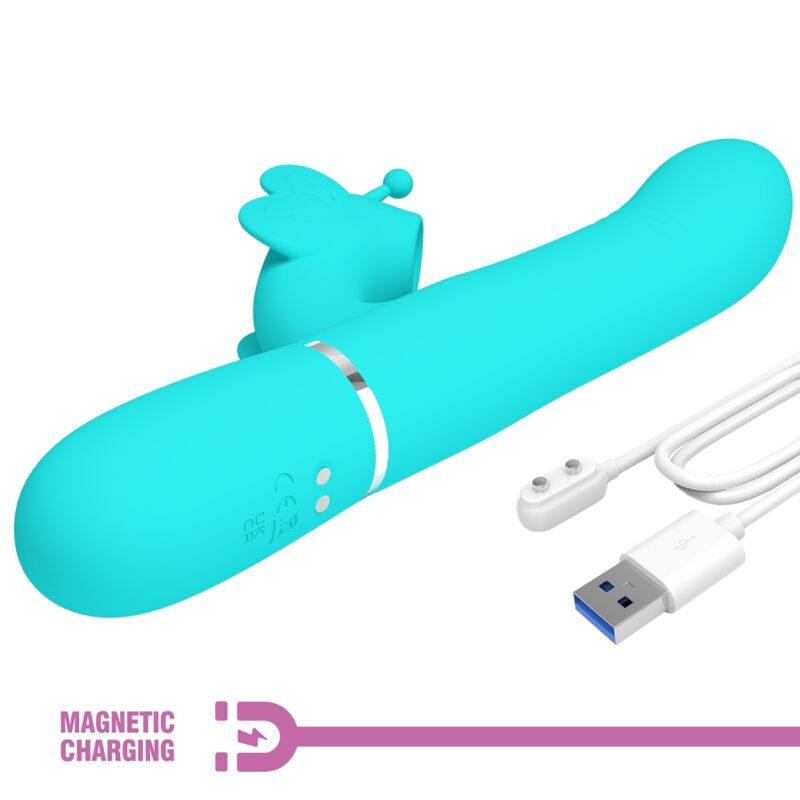 PRETTY LOVE - Multifunction Rabbit Vibrator 4 In 1 Butterfly Aqua Groen