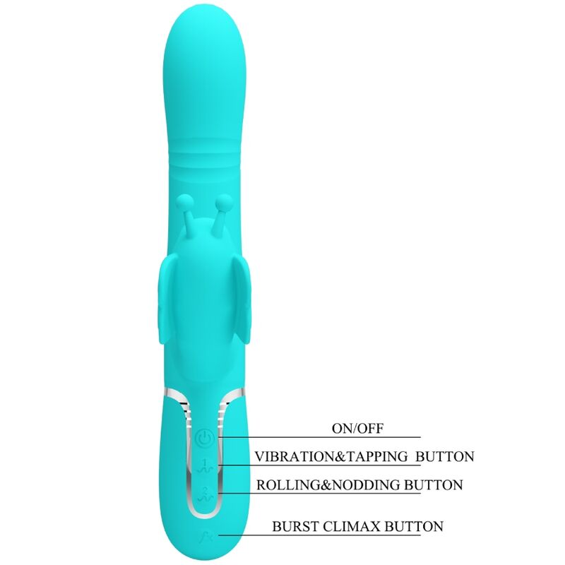 PRETTY LOVE - Multifunction Rabbit Vibrator 4 In 1 Butterfly Aqua Groen