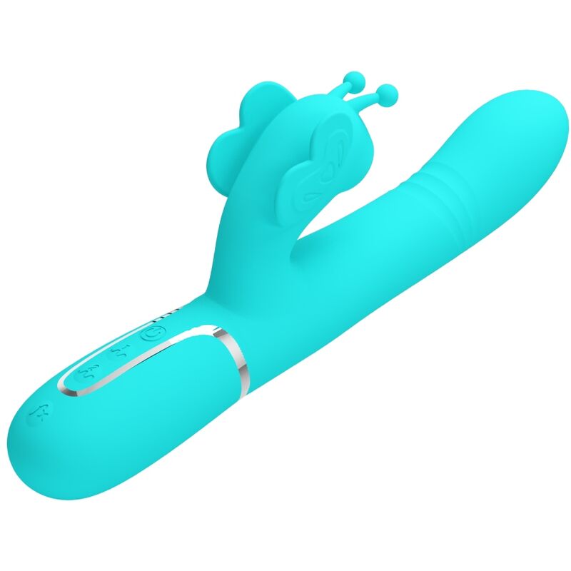 PRETTY LOVE - Multifunction Rabbit Vibrator 4 In 1 Butterfly Aqua Groen