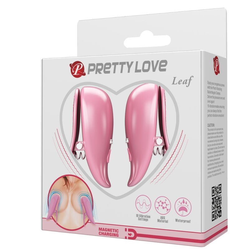 PRETTY LOVE - Leaf Vibrating Nipple Clamps Pink