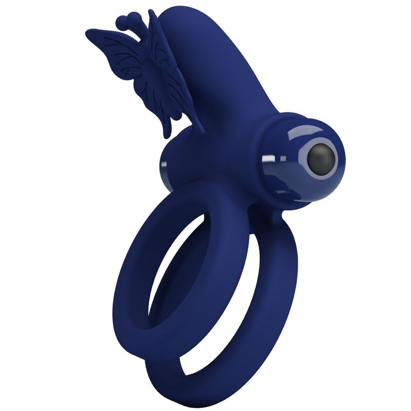 PRETTY LOVE - Jamele Double Ring With Vibration & Butterfly Stimulator Blauw