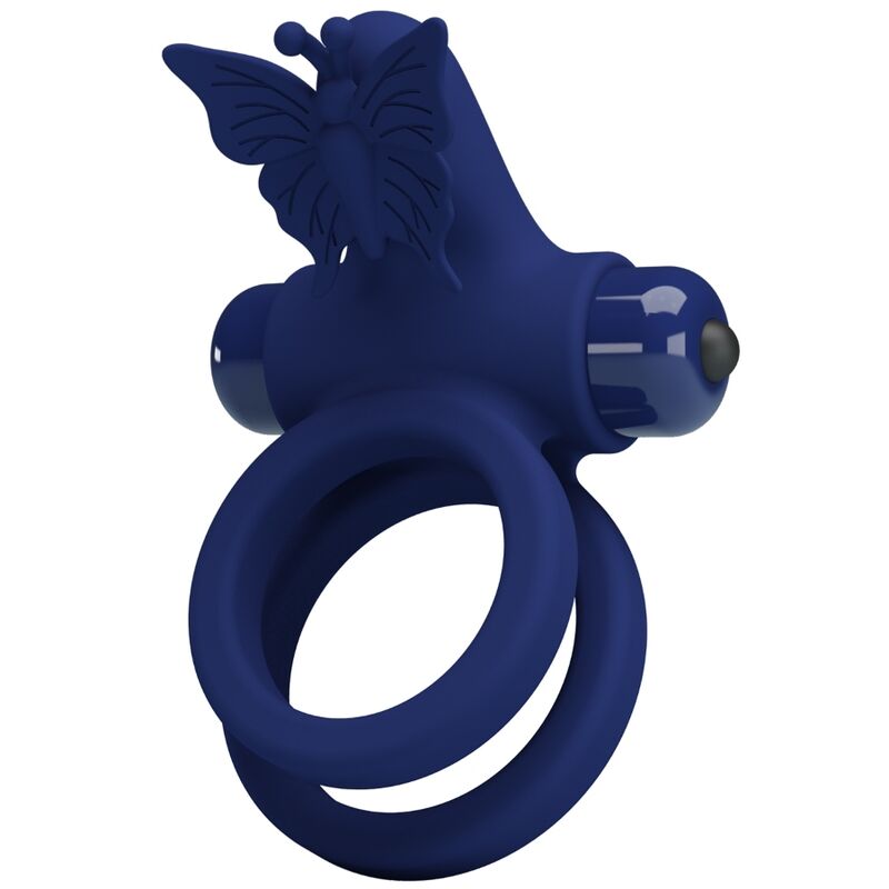 PRETTY LOVE - Jamele Double Ring With Vibration & Butterfly Stimulator Blauw