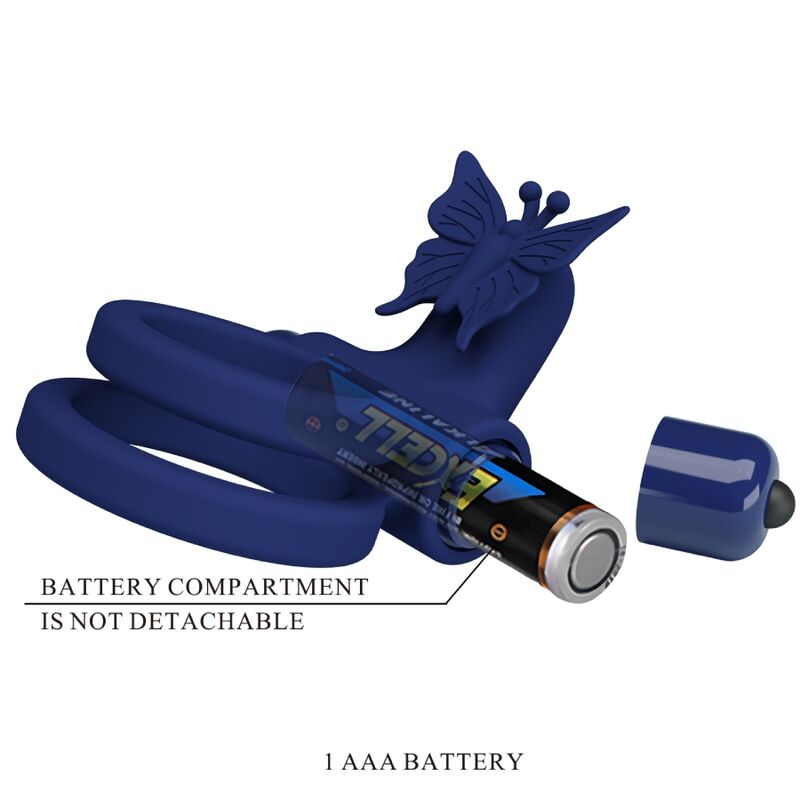 PRETTY LOVE - Jamele Double Ring With Vibration & Butterfly Stimulator Blauw