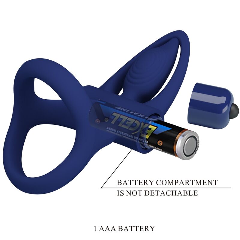 PRETTY LOVE - Mat Double Ring With Vibration & Stimulator Blauw